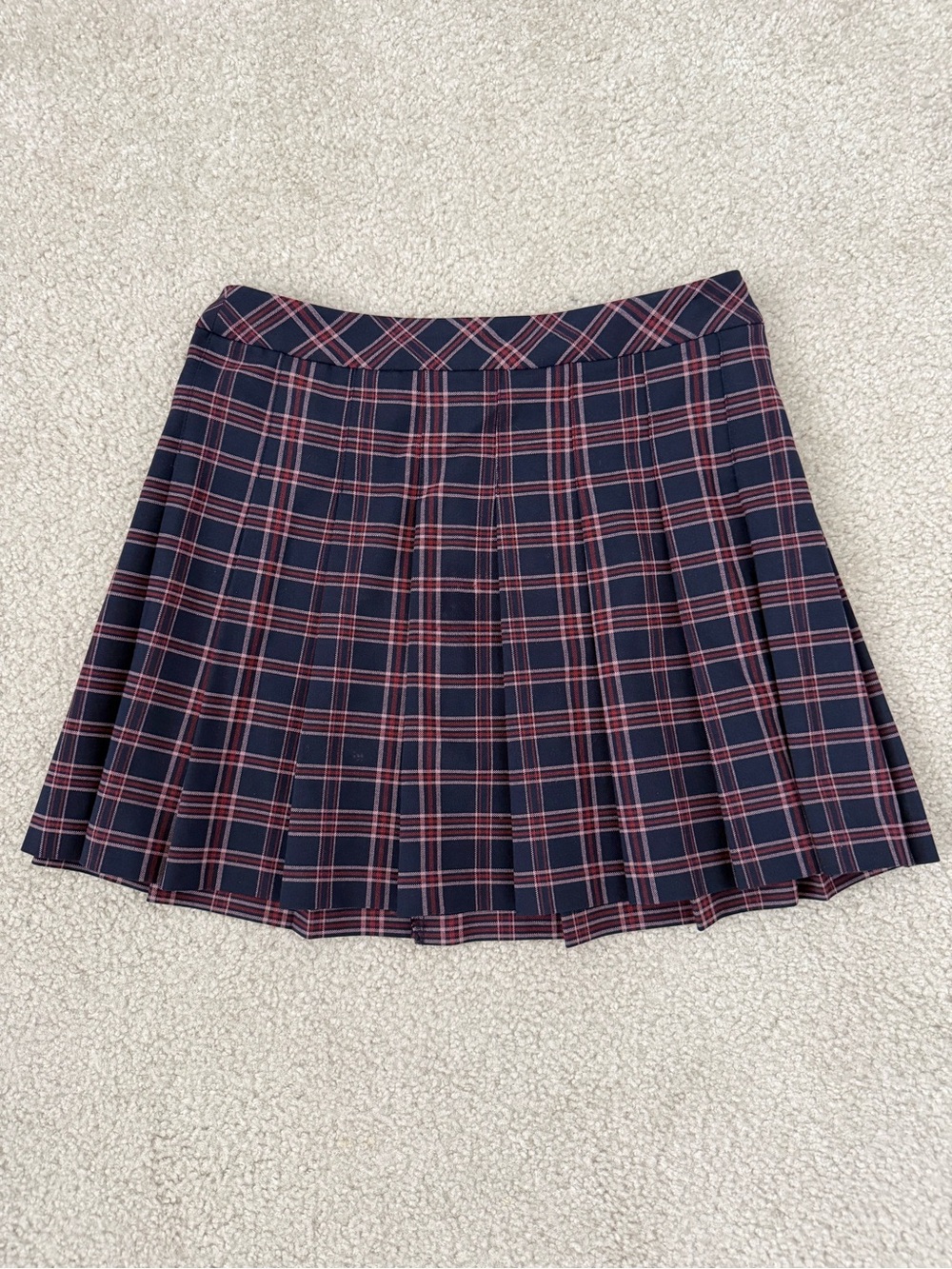 Sunday Best Navy and Red Plaid Pleated Skirt